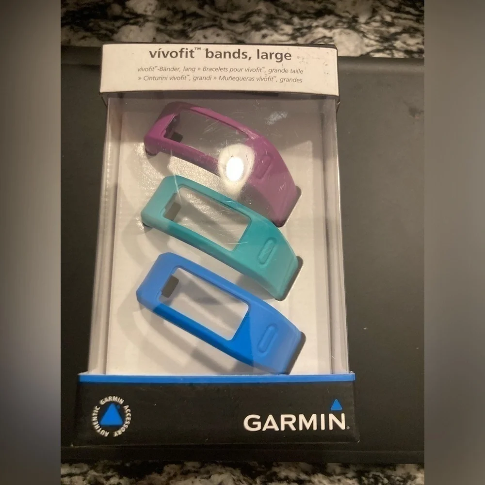 Garmin Vivofit bands in size large. New in box. 3 pack of replacement bands